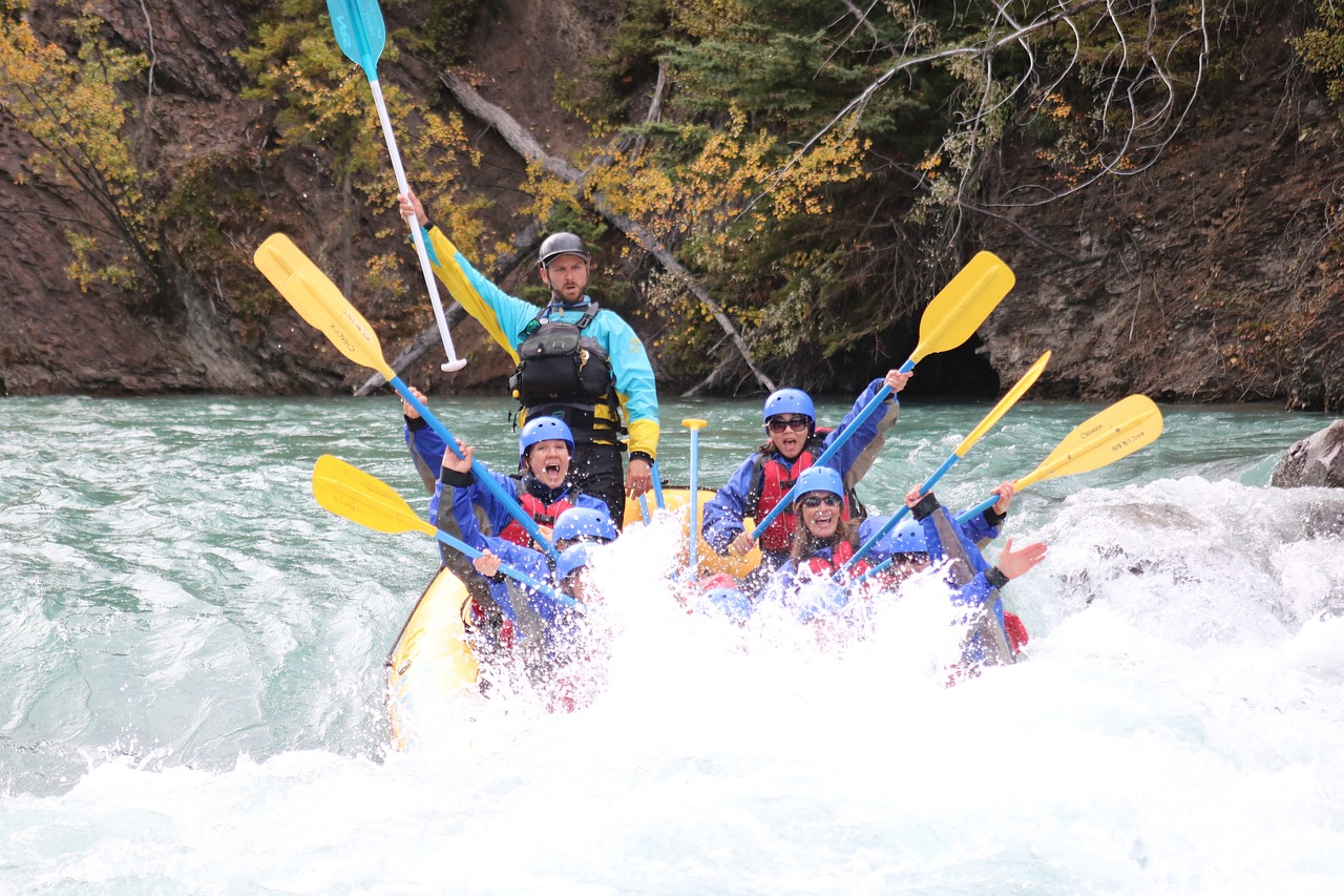 A triumphant group of river rafters